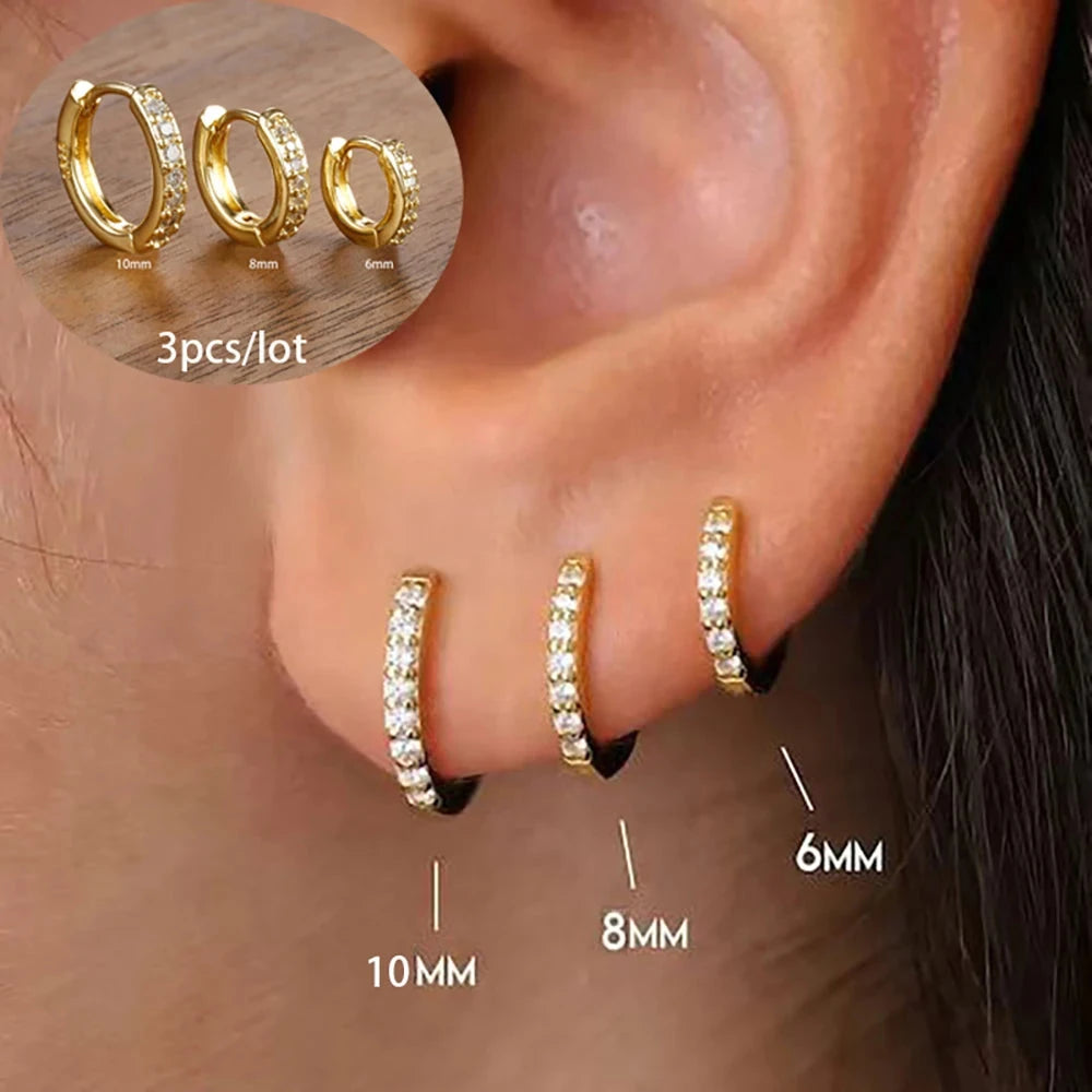 3 Piece Fashion Stainless Steel Round Star Drop Earrings Set for Women 18K Gold Plated Dangle Earring Punk Unisex Rock Jewelry Econic Blanks